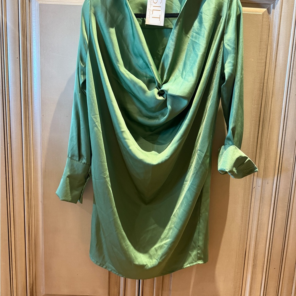 “Work it Girl”Green Draped Dress